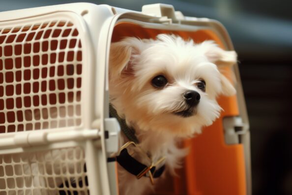 dog-crate-is-looking-out-cage Πτήση με κατοικίδιο