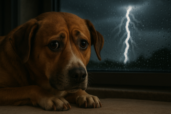 Dog Afraid of Storms ο σκύλος φοβάται τις αστραπές και τις βροντές
